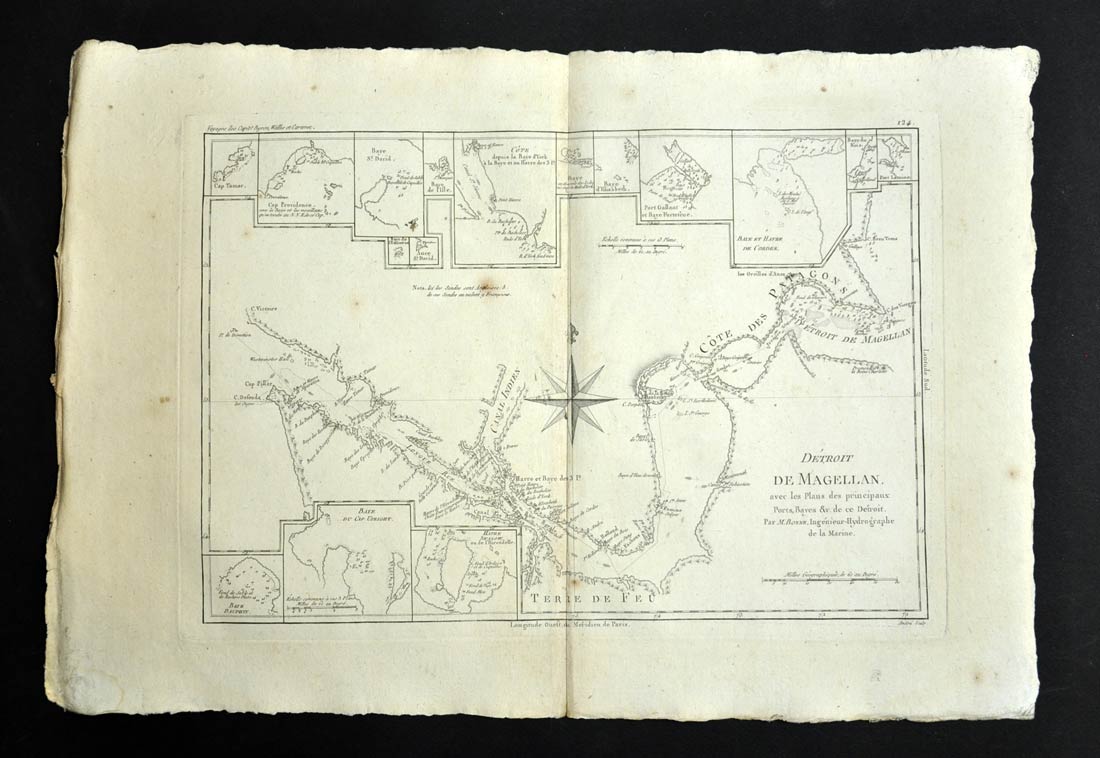 The Detroit Magellan Map Geographic Former Old Antic Map Bonne 1787 Ebay